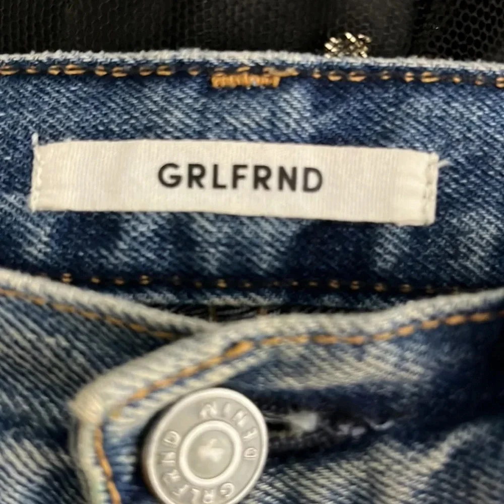 GRLFRND Karolina high rise distressed 5 pockets button fly denim size 24